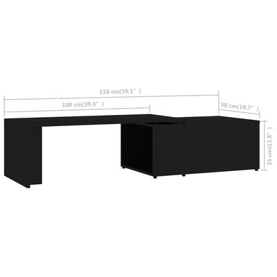 vidaXL Журнальний столик Чорний 150x50x35 см ДСП