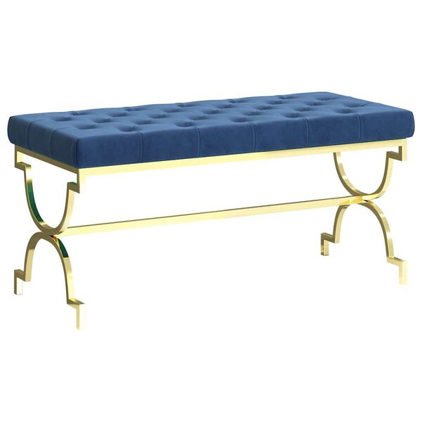 vidaXL Лавка Синій 99 см Оксамитова Тканина і Нержавіюча Сталь