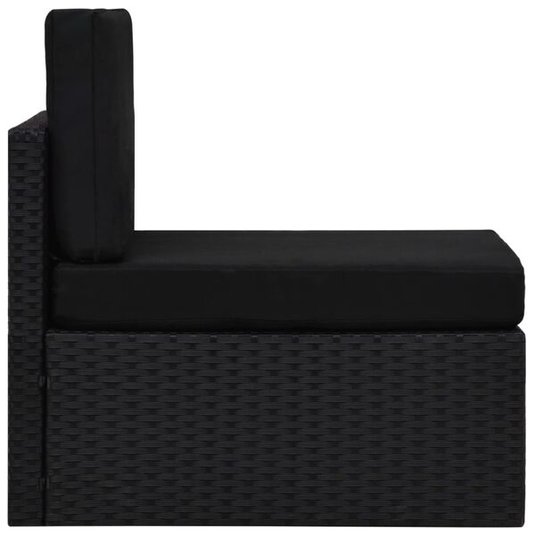 vidaXL Секційний середній диван Чорний Поліротанг