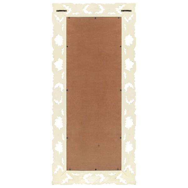 vidaXL Дзеркало з ручним різьбленням Білий 110x50 см Масив дерева манго