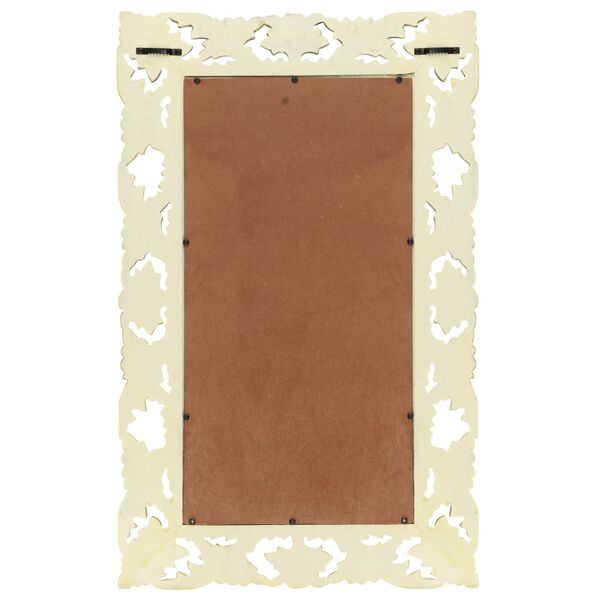 vidaXL Дзеркало з ручним різьбленням Білий 80x50 см Масив дерева манго