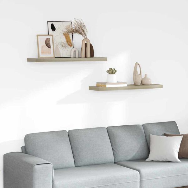 vidaXL Настінні полиці з прихованим кріпленням 2 шт Колір дуба 90x23,5x3,8 см МДФ