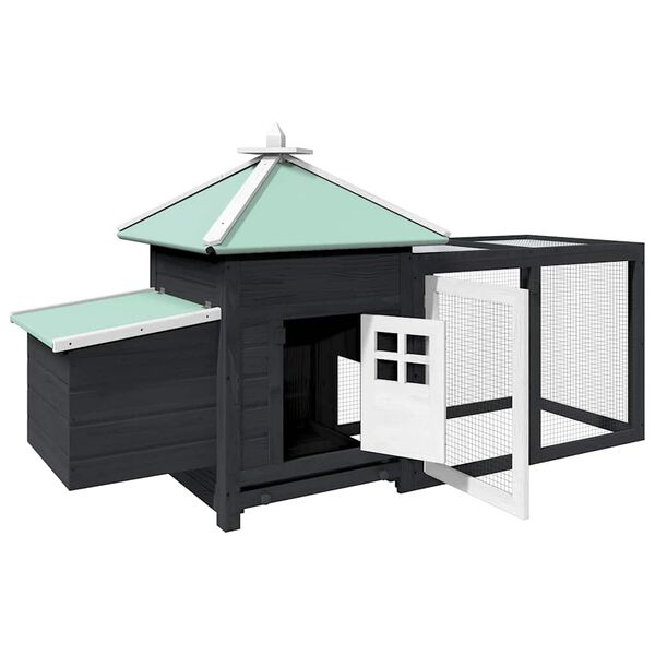 vidaXL Курник з гніздовим ящиком Сірий 190x72x102 см Масив ялини