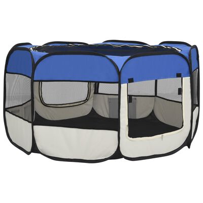 vidaXL Розкладний манеж для собак з сумкою Синій 125х125х61 см