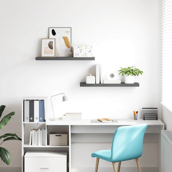 vidaXL Настінні полиці з прихованим кріпленням 2 шт Глянцевий сірий 80x23,5x3,8 см МДФ