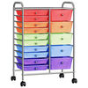 320410 vidaXL XXL 15-Drawer Mobile Storage Trolley Multicolour Plastic