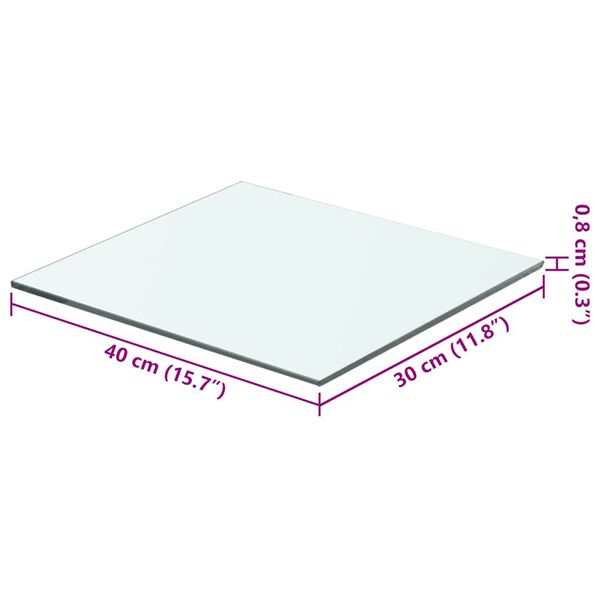 vidaXL Скляна панель для полиці Прозорий 40х30 см