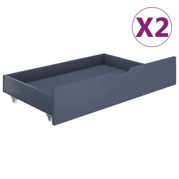 321989 vidaXL Bed Drawers 2 pcs Light Grey Solid Pine Wood