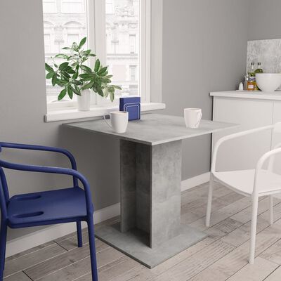 800256 vidaXL Dining Table Concrete Grey 80x80x75 cm Chipboard
