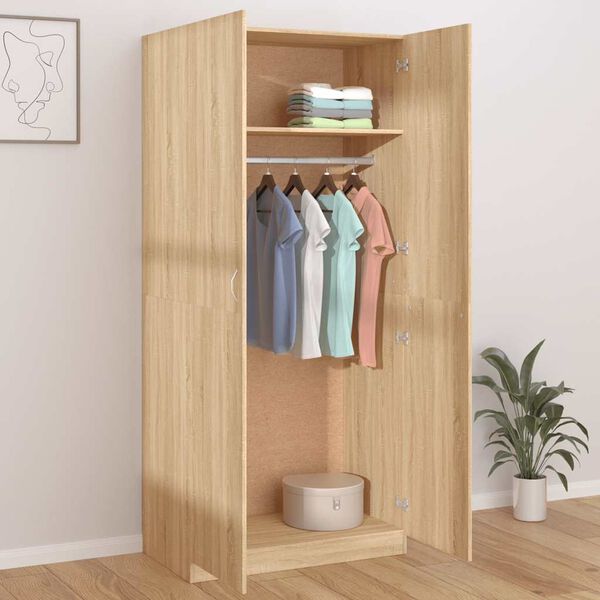 800633 vidaXL Wardrobe Sonoma Oak 90x52x200 cm Chipboard
