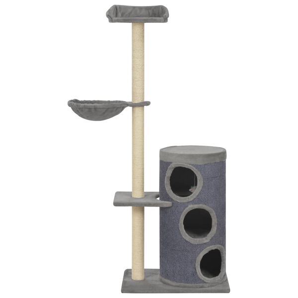 170668 vidaXL Cat Tree with Sisal Scratching Posts Grey 148 cm