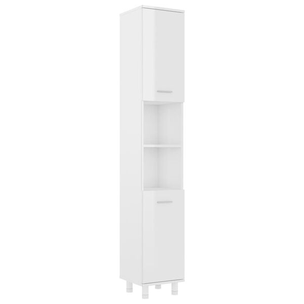 802630 vidaXL Bathroom Cabinet High Gloss White 30x30x179 cm Chipboard