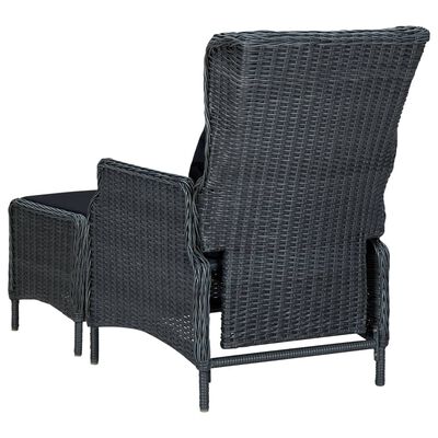 vidaXL Відкидне садове крісло з табуретом Темно-сірий Поліротанг