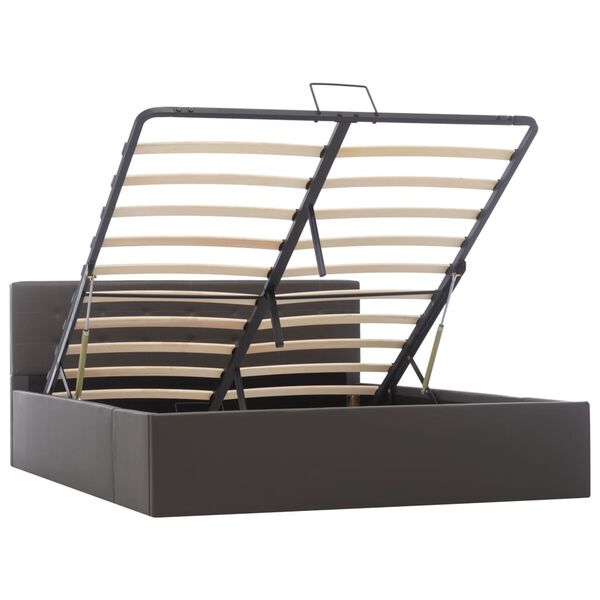 vidaXL Гідравлічний каркас ліжка Сірий 140x200 см Штучна шкіра