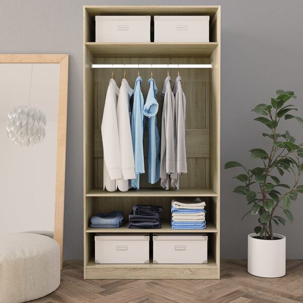 800228 vidaXL Wardrobe Sonoma Oak 100x50x200 cm Chipboard
