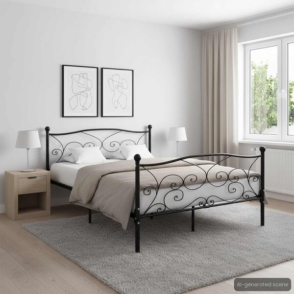 vidaXL Каркас ліжка з ламельною основою Чорний 160x200 см Метал