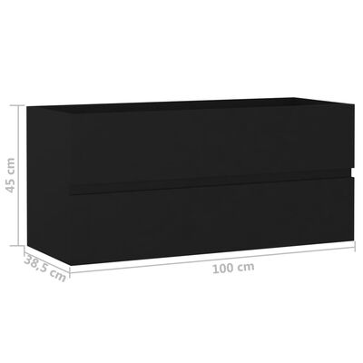804765 vidaXL Sink Cabinet Black 100x38,5x45 cm Chipboard