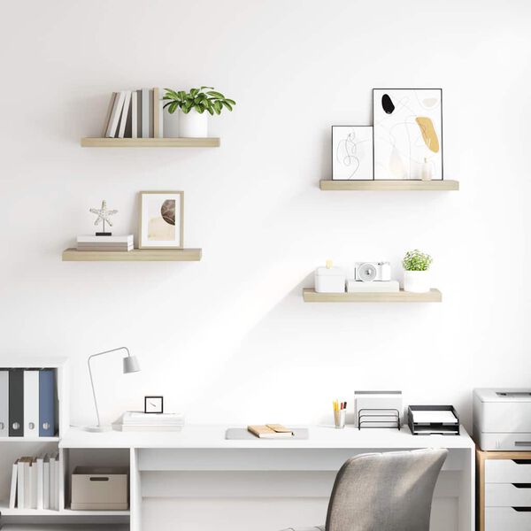 vidaXL Настінні Полиці з Прихованим Кріпленням 4 шт 60x23,5x3,8 см МДФ