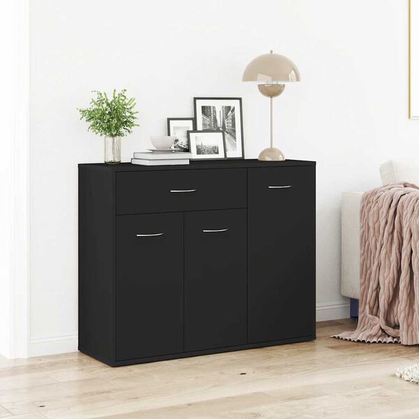 800676 vidaXL Sideboard Black 88x30x70 cm Chipboard