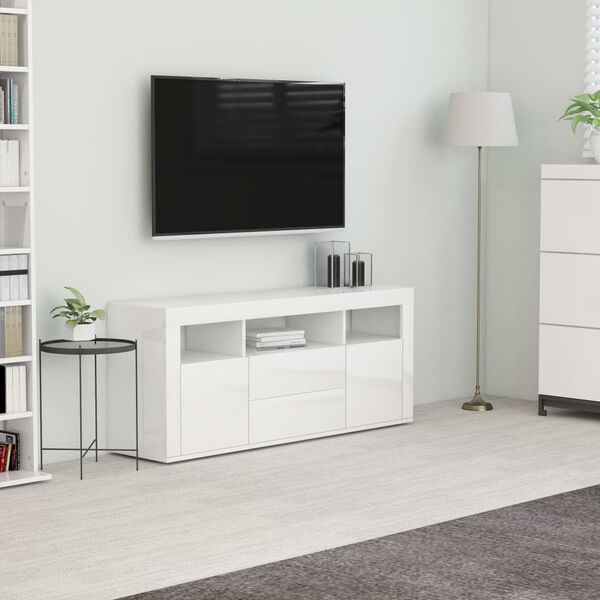 801820 vidaXL TV Cabinet High Gloss White 120x30x50 cm Chipboard