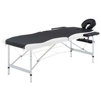 vidaXL Розкладний масажний стіл 2-х зонний Чорний/білий Алюміній