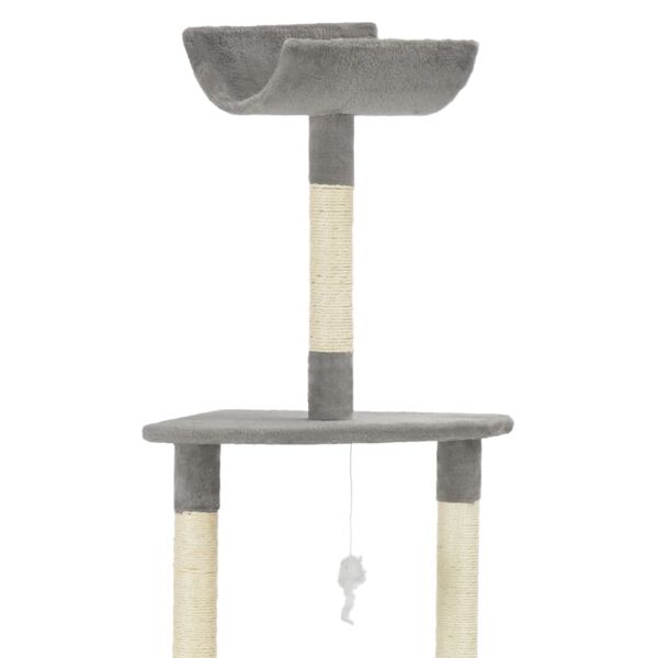 170711 vidaXL Cat Tree with Sisal Scratching Post Grey 180 cm