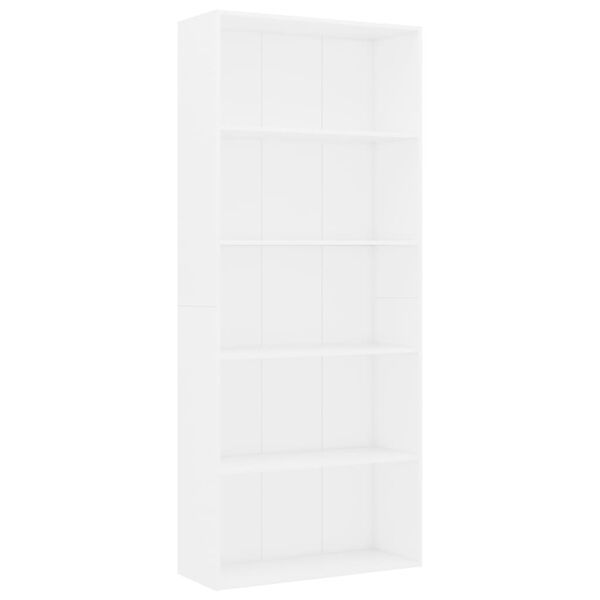 vidaXL 5-Рівнева книжкова шафа Білий 80x30x189 см ДСП