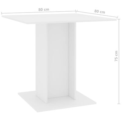 800252 vidaXL Dining Table White 80x80x75 cm Chipboard
