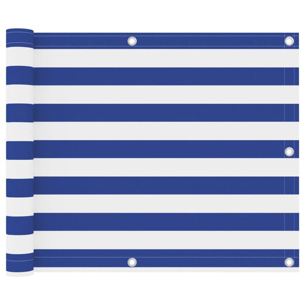 vidaXL Балконна Ширма Білий і Синій 75x600 см Тканина Оксфорд