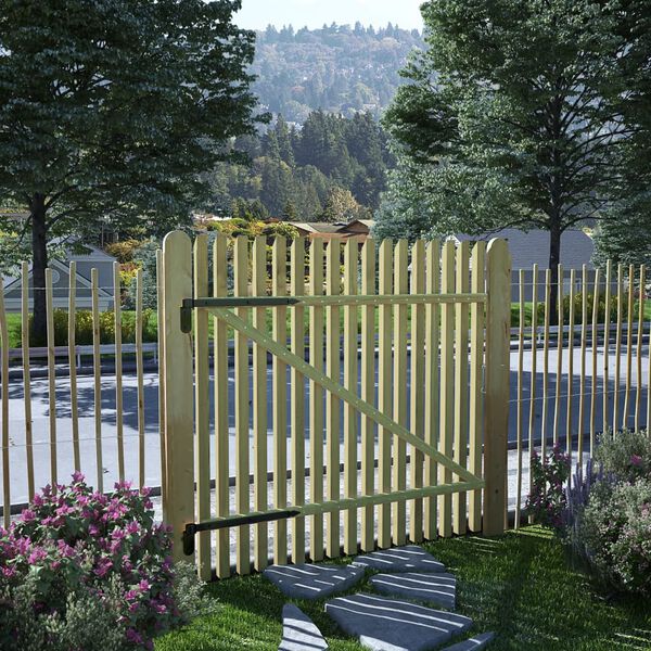 45140 vidaXL Picket Garden Gate Impregnated Pinewood 100x100 cm