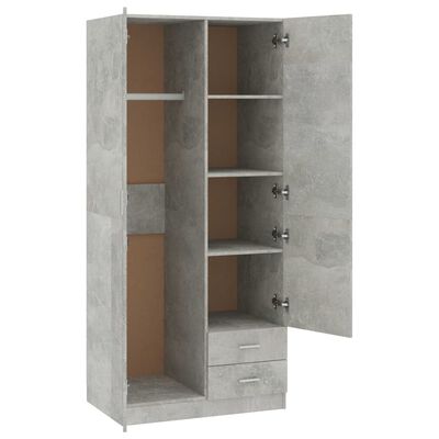 800643 vidaXL Wardrobe Concrete Grey 80x52x180 cm Chipboard