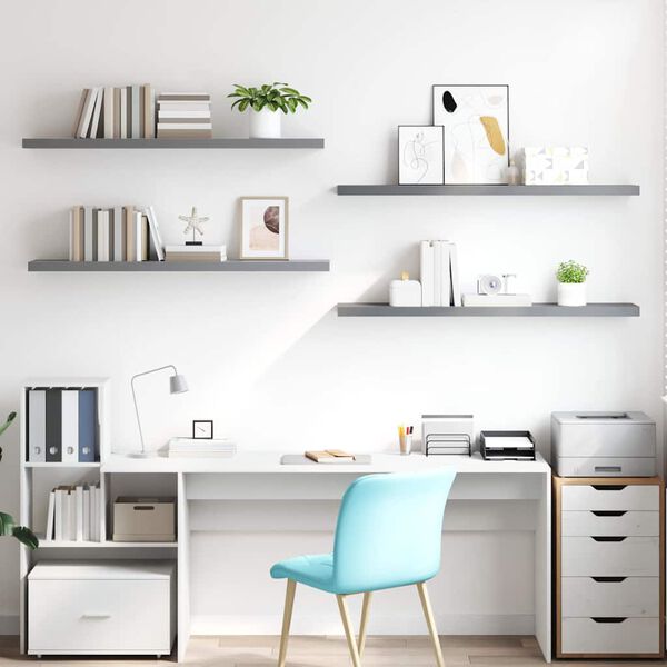 vidaXL Настінні Полиці з Прихованим Кріпленням 4 шт 120x23,5x3,8см МДФ