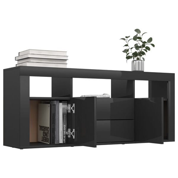 801821 vidaXL TV Cabinet High Gloss Black 120x30x50 cm Chipboard