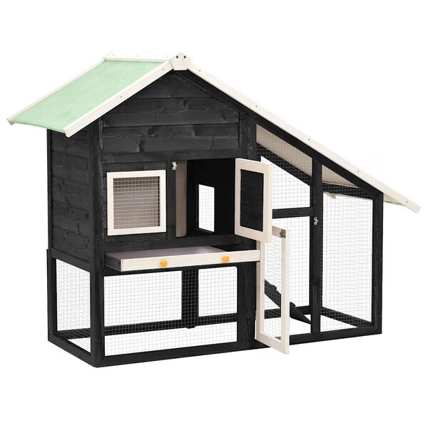 vidaXL Клітка для Кроликів Сірий і Білий 140х63х120 см Масив Ялини