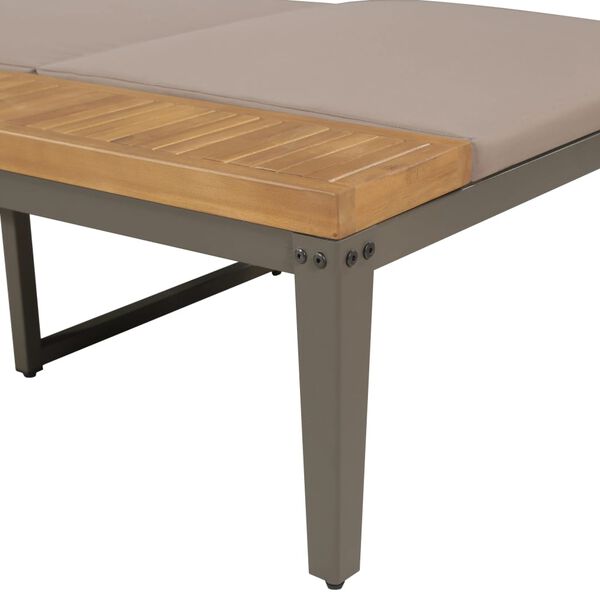 vidaXL Шезлонг із подушками Коричневий Масив акації