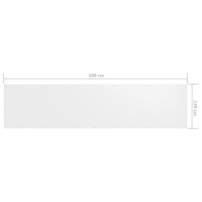 vidaXL Балконна Ширма Білий 120x500 см Тканина Оксфорд