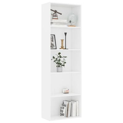 800990 vidaXL 5-Tier Book Cabinet White 60x30x189 cm Chipboard