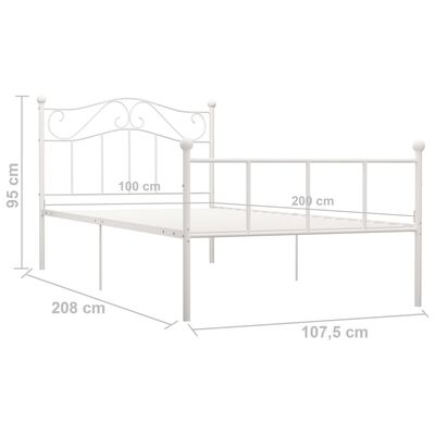 vidaXL Каркас ліжка Білий 100x200 см Метал