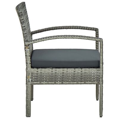 vidaXL Садове крісло з подушкою Сірий Поліротанг