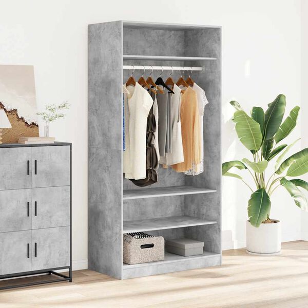 800229 vidaXL Wardrobe Concrete Grey 100x50x200 cm Chipboard