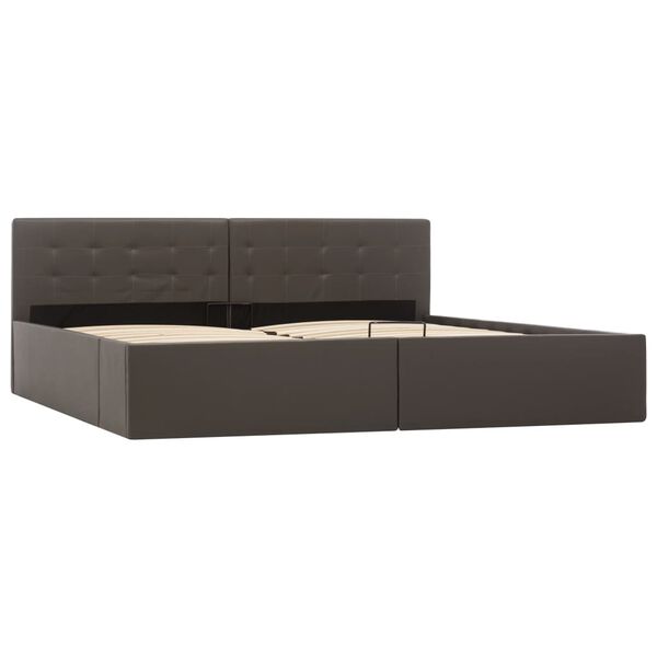 vidaXL Гідравлічний каркас ліжка Сірий 180x200 см Штучна шкіра