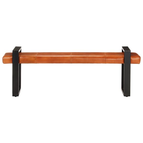 vidaXL Лавка Чорний і Коричневий 160 см Натуральна Козяча Шкіра