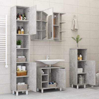 vidaXL Дзеркальна шафа для ванної кімнати Сірий бетон 80x20,5x64см ДСП