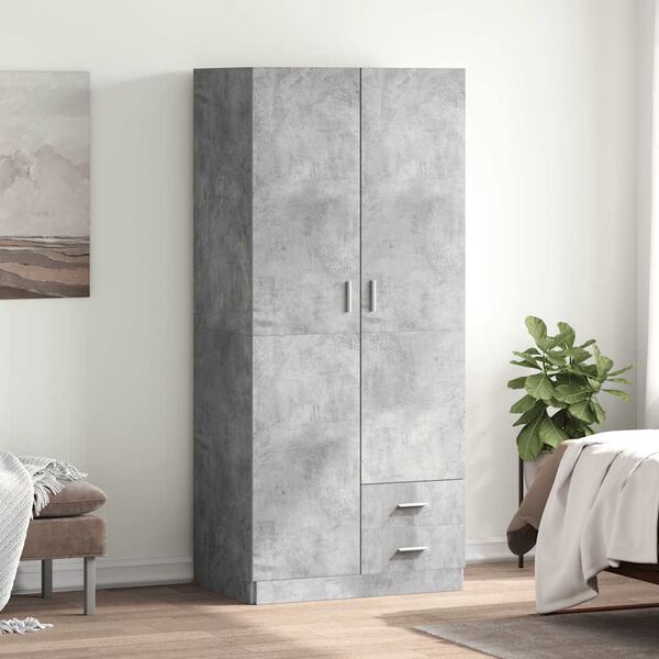 800643 vidaXL Wardrobe Concrete Grey 80x52x180 cm Chipboard