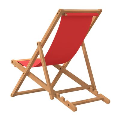 vidaXL Розкладний пляжний стілець Червоний Масив тикового дерева