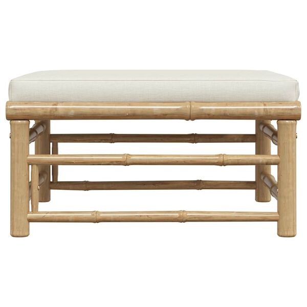 vidaXL Садова підставка для ніг з подушкою Кремово-білий Бамбук