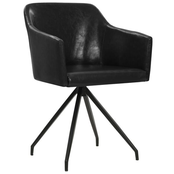 vidaXL Поворотні обідні стільці 2 шт Чорний Штучна шкіра