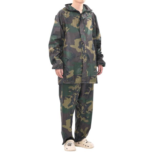 130192 Men's Camo Print 2-Piece Rain Suit with Hood XXL