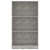 800868 vidaXL 3-Tier Book Cabinet Concrete Grey 60x24x108 cm Chipboard