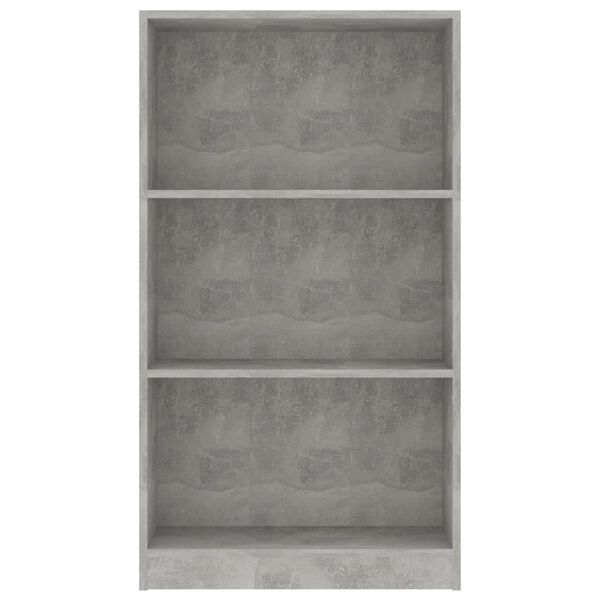 800868 vidaXL 3-Tier Book Cabinet Concrete Grey 60x24x108 cm Chipboard